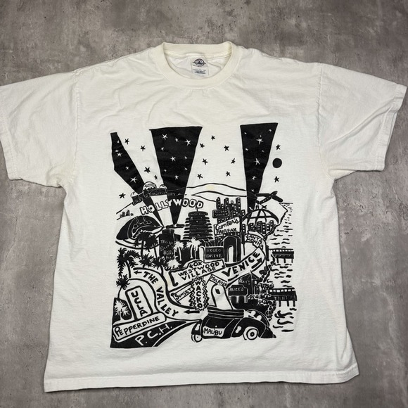 Delta Other - Vintage 90s Los Angeles LA Hollywood Map AOP Shirt  L White Delta USA